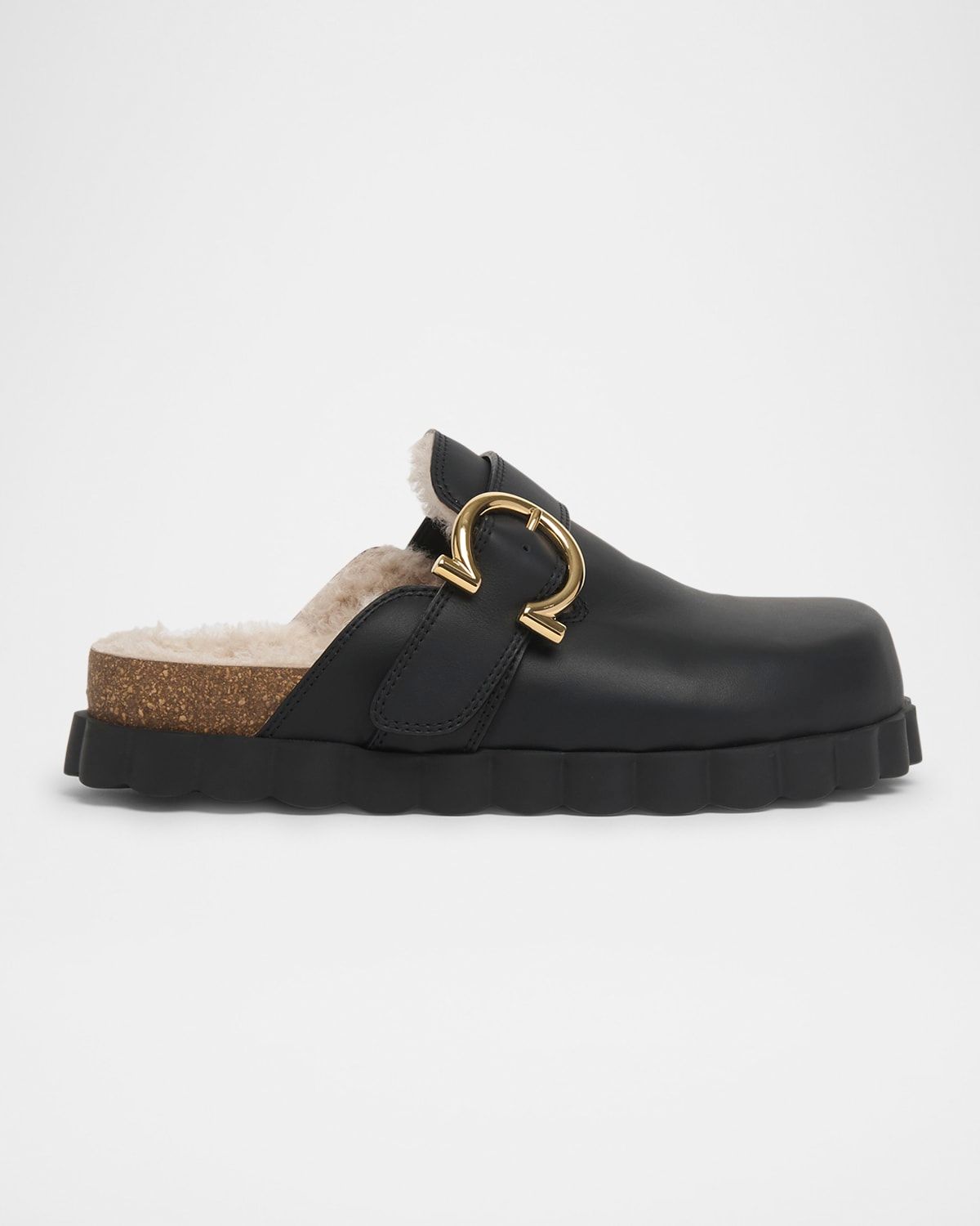 Zaida Merino Wool-Lined Leather Clogs