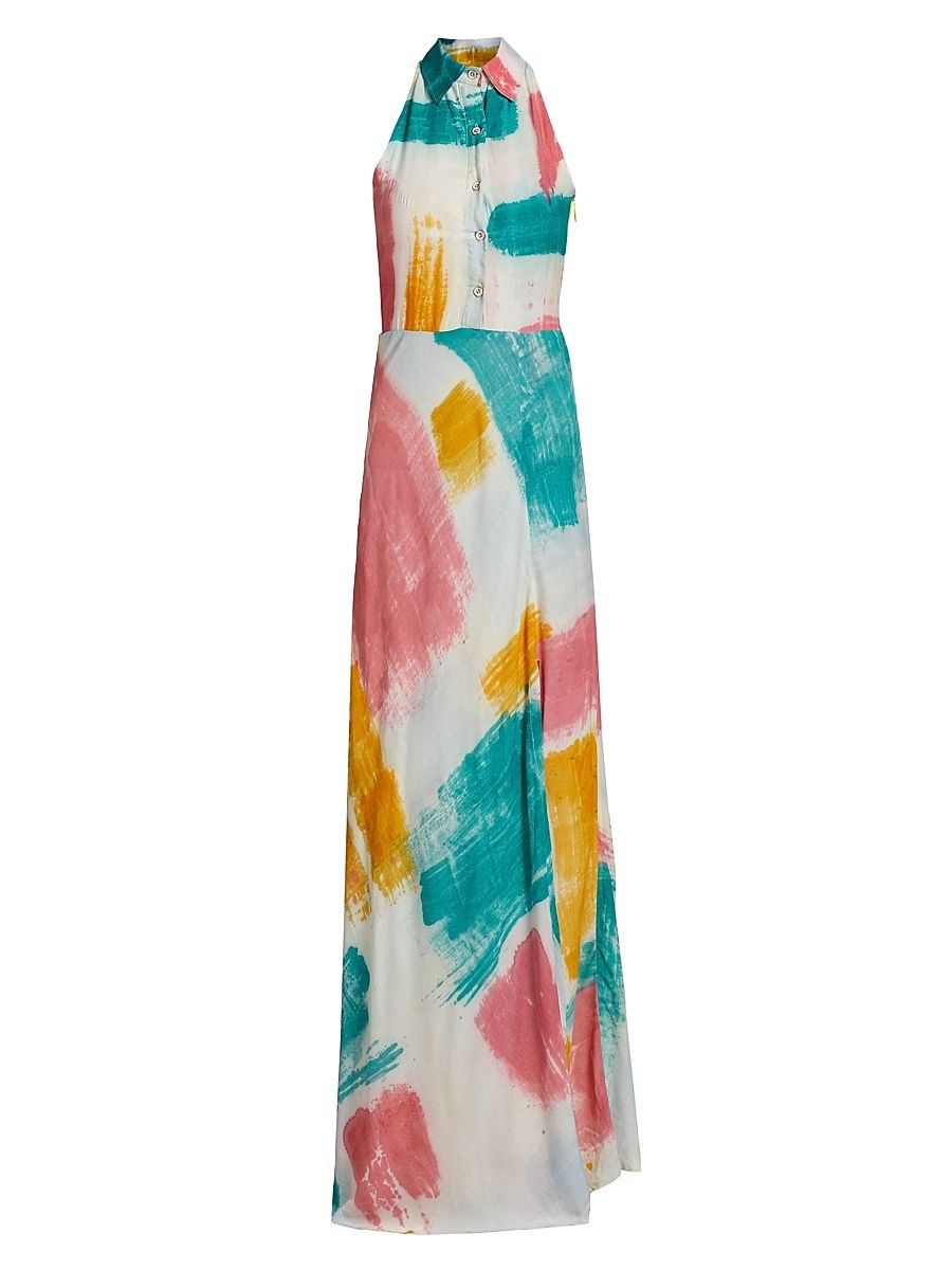 Women's Mobola Watercolor Maxi Dress - White - Size Large