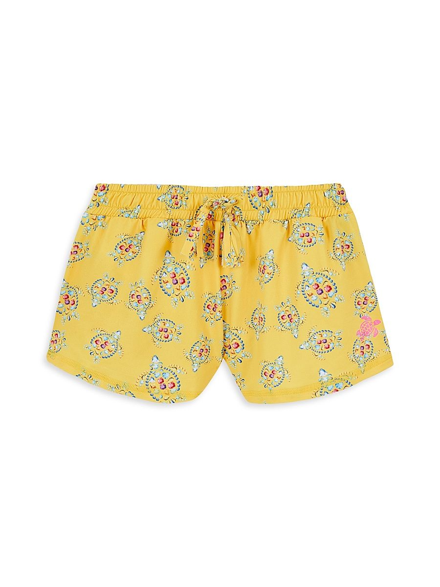 Little Girl's & Girl's Vendôme Turtles Rashguard Swim Shorts - Yellow - Size 10