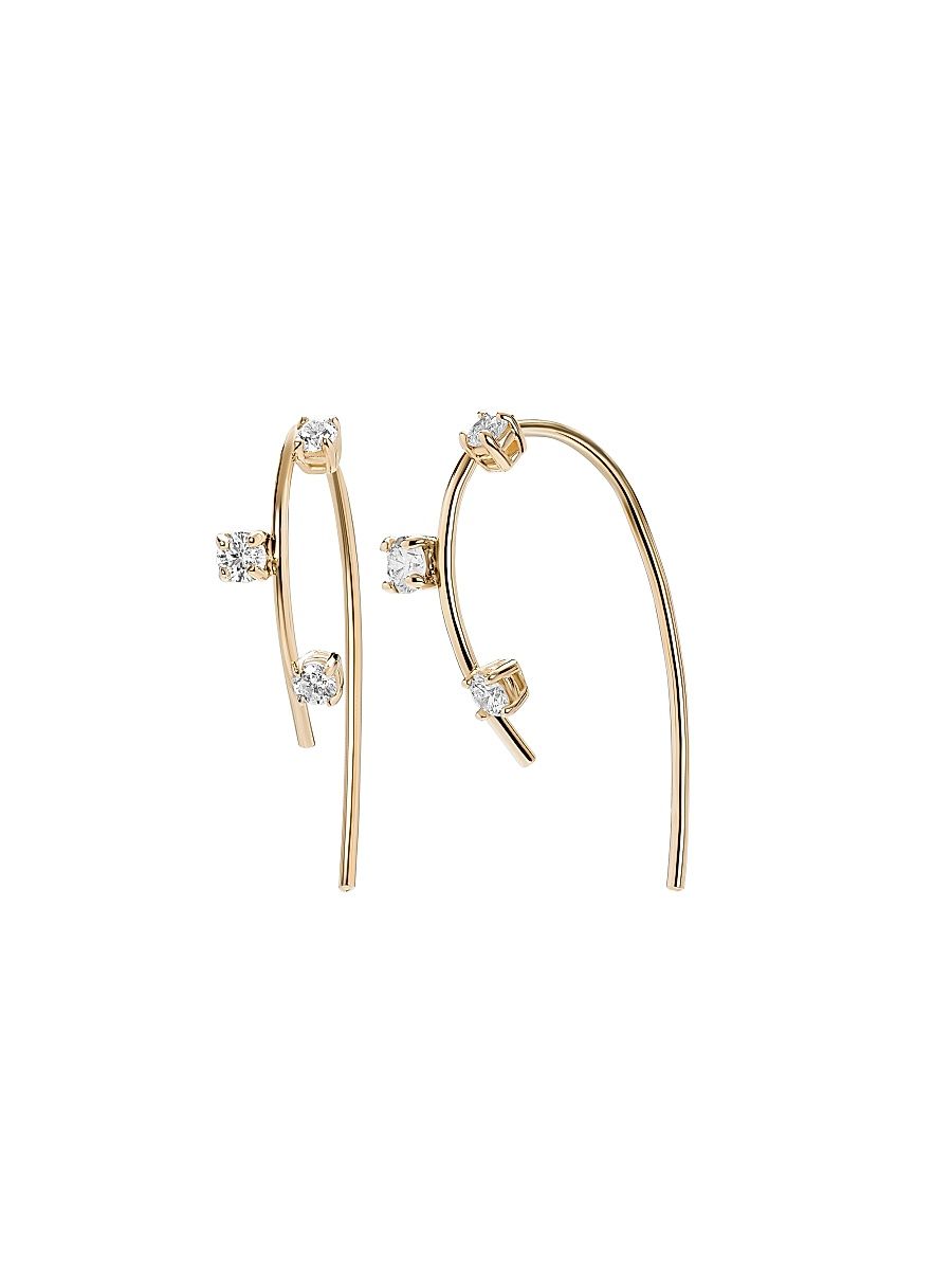 Women's Mini Solo 14K Yellow Gold & 0.15 TCW Diamond Threader Earrings - Yellow Gold