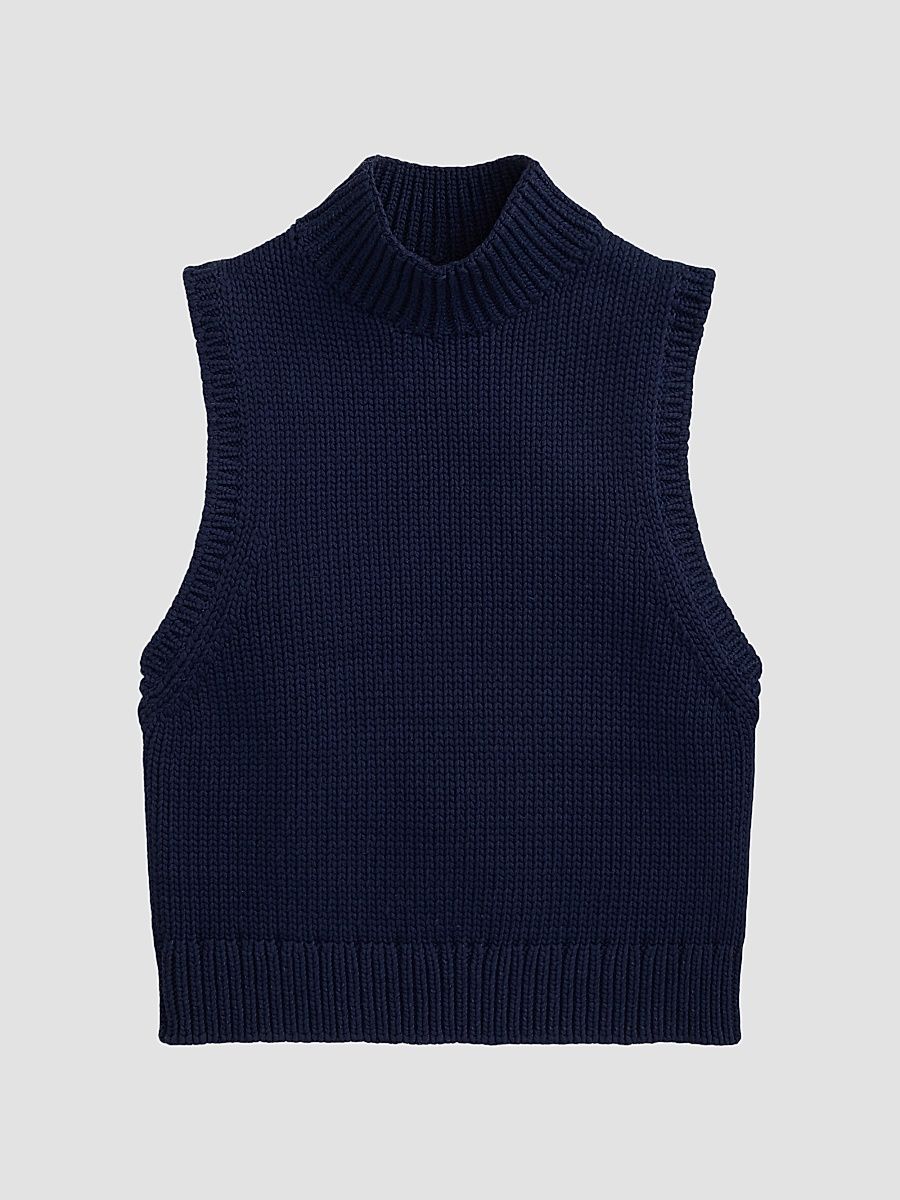 Women's Sleeveless Turtleneck Sweater - Cruise Navy - Size XS