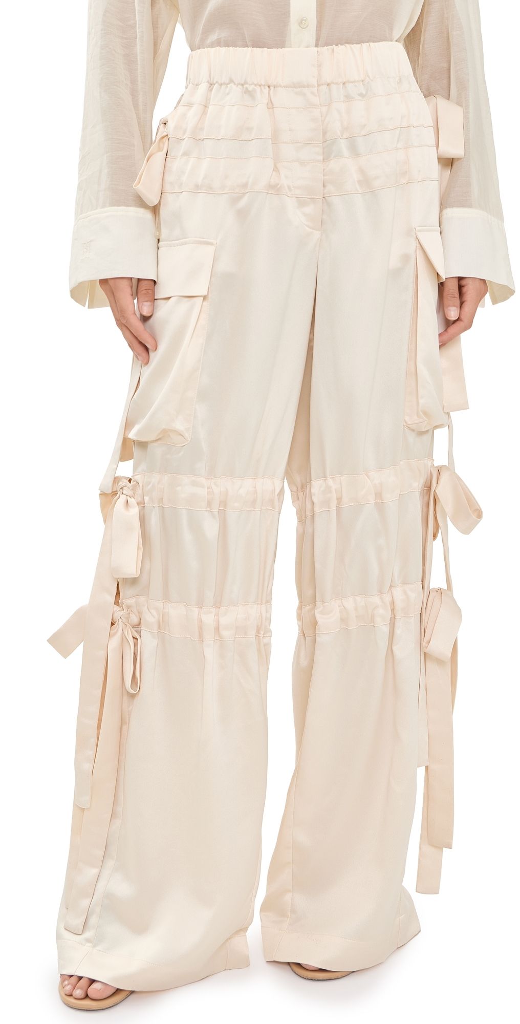 AKNVAS Odin Satin Tie Trousers Cream 0