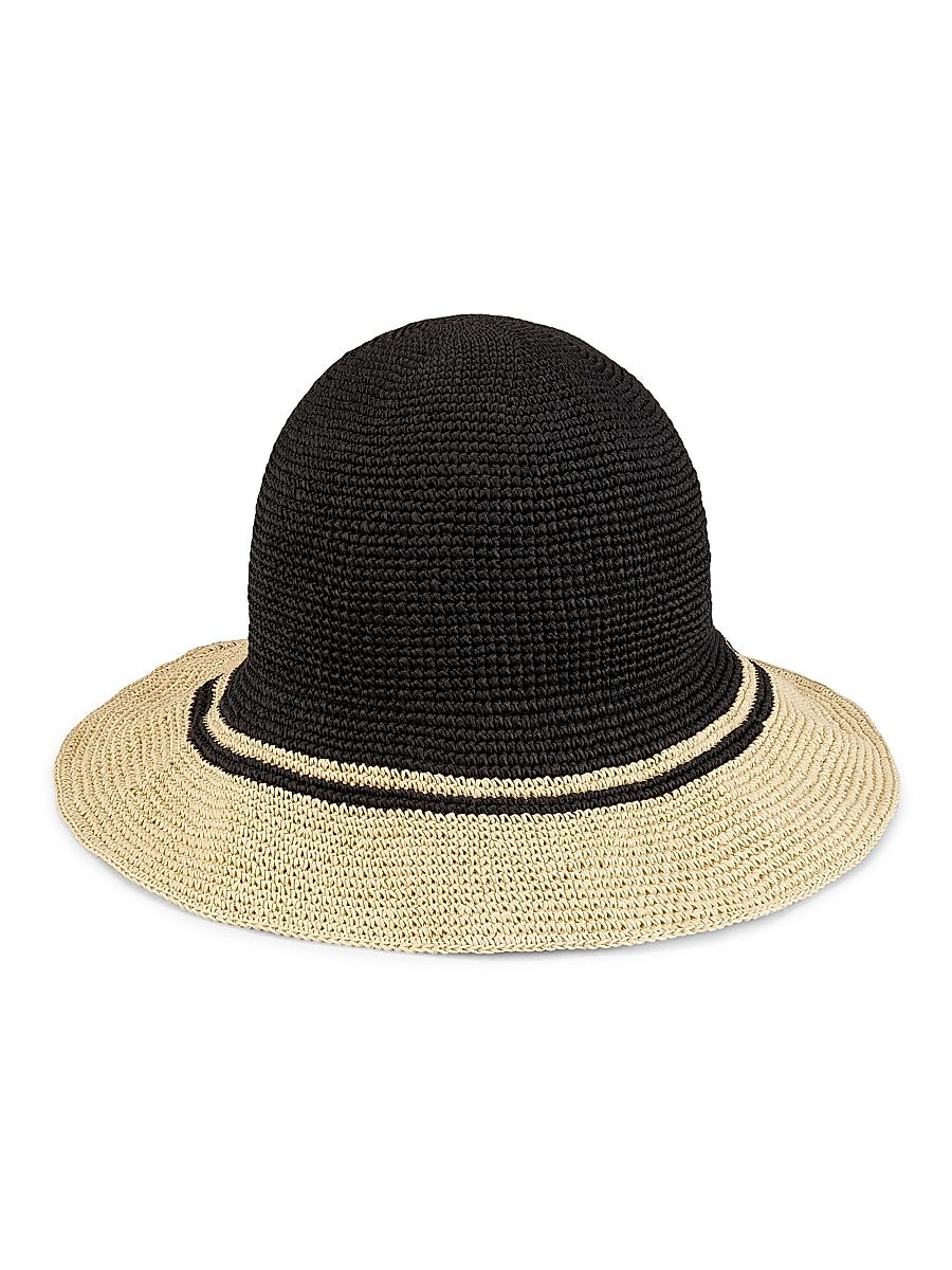 Women's Crochet-Trimmed Sun Hat - Black
