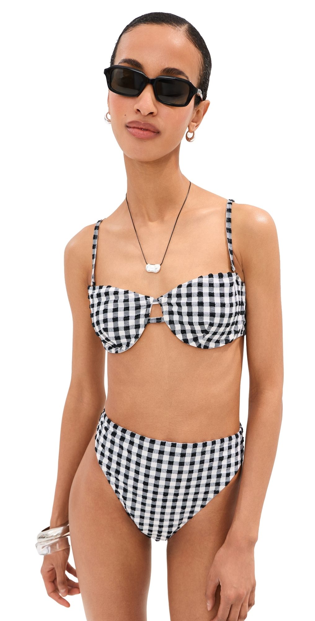 LE BOP Underwire Bikini Top Gingham (Black/White) S