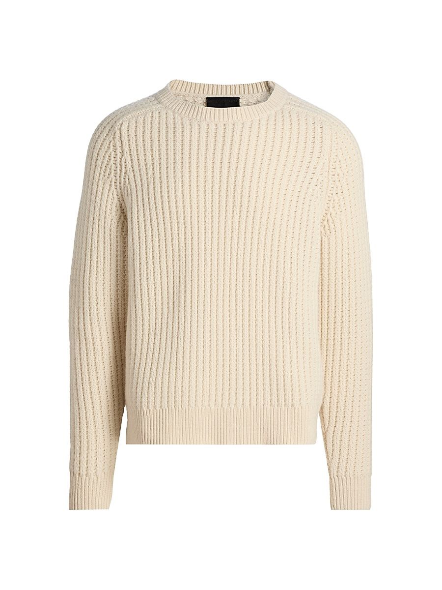Men's Demitry Rib-Knit Wool Sweater - Ivory - Size Small