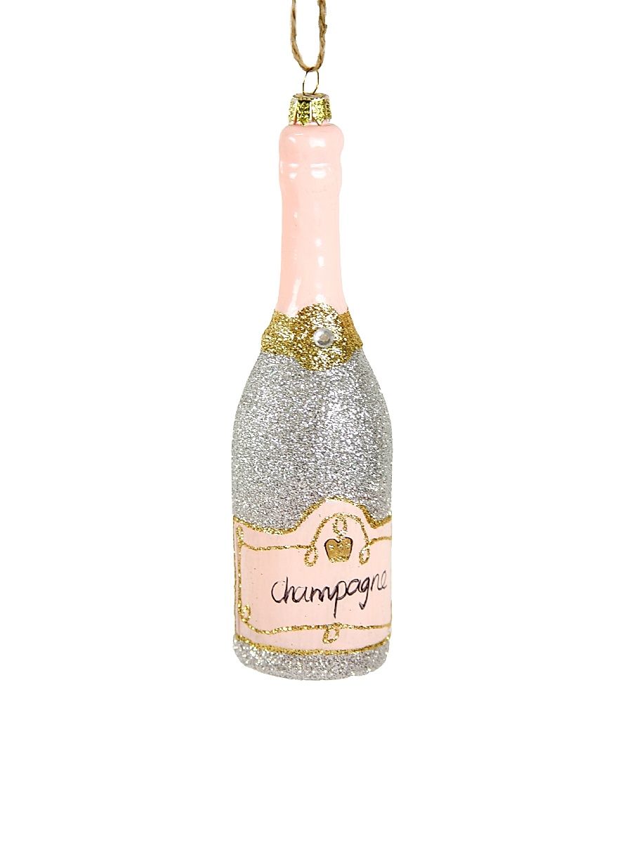 Glittered Champagne Glass Ornament