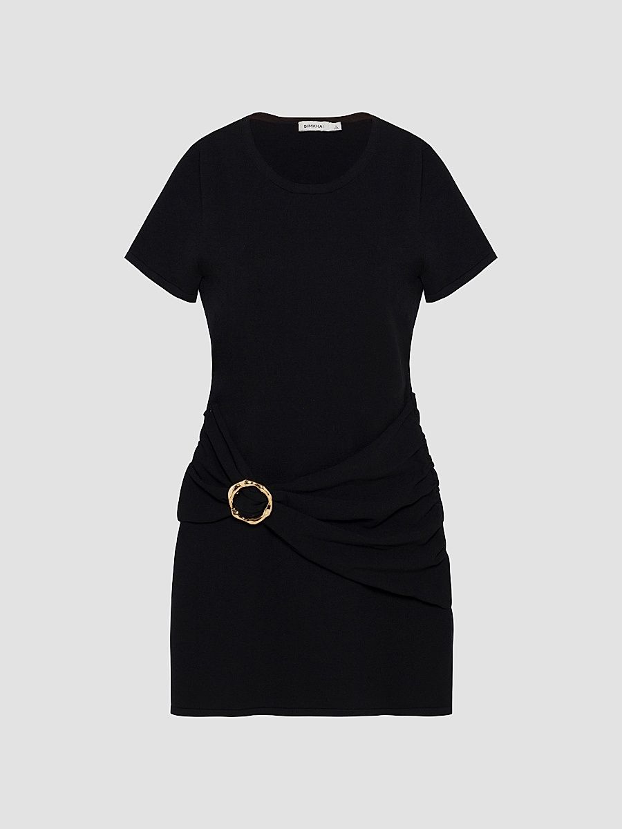 Women's Leni Draped Mini Dress - Black - Size Large