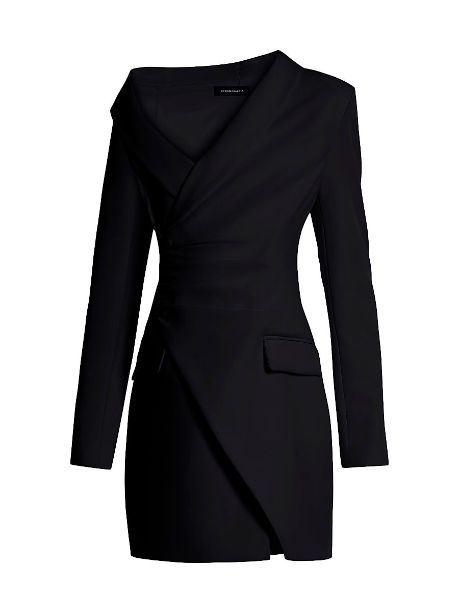Women's Asymmetrical Blazer Dress - Black - Size 0
