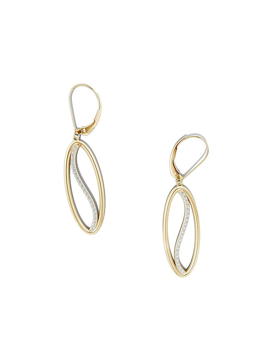 Women's Shangri-La 14K Yellow Gold & Diamond Small Oval Yin-Yang Drop Earrings - Yellow Gold
