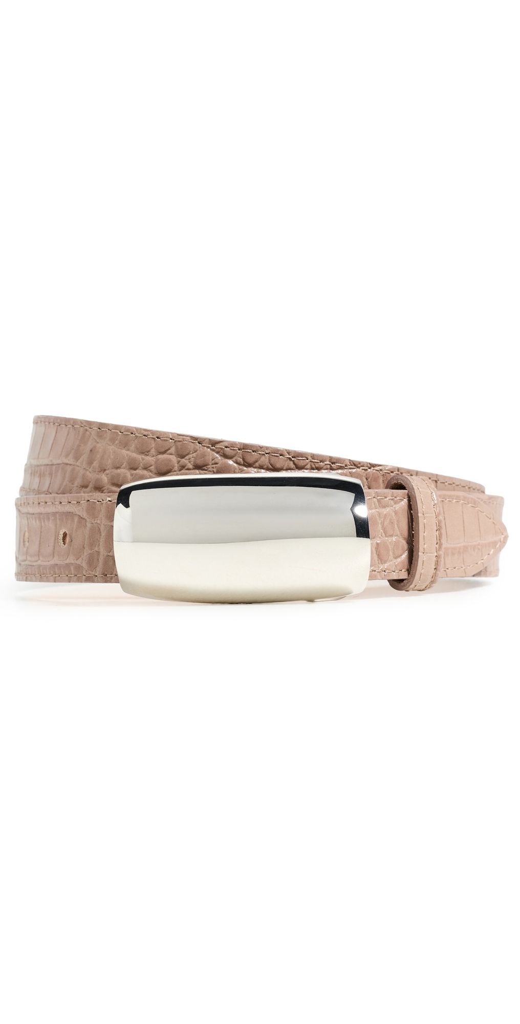 L'AGENCE Marlowe Leather Belt Cappuccino Croc XS