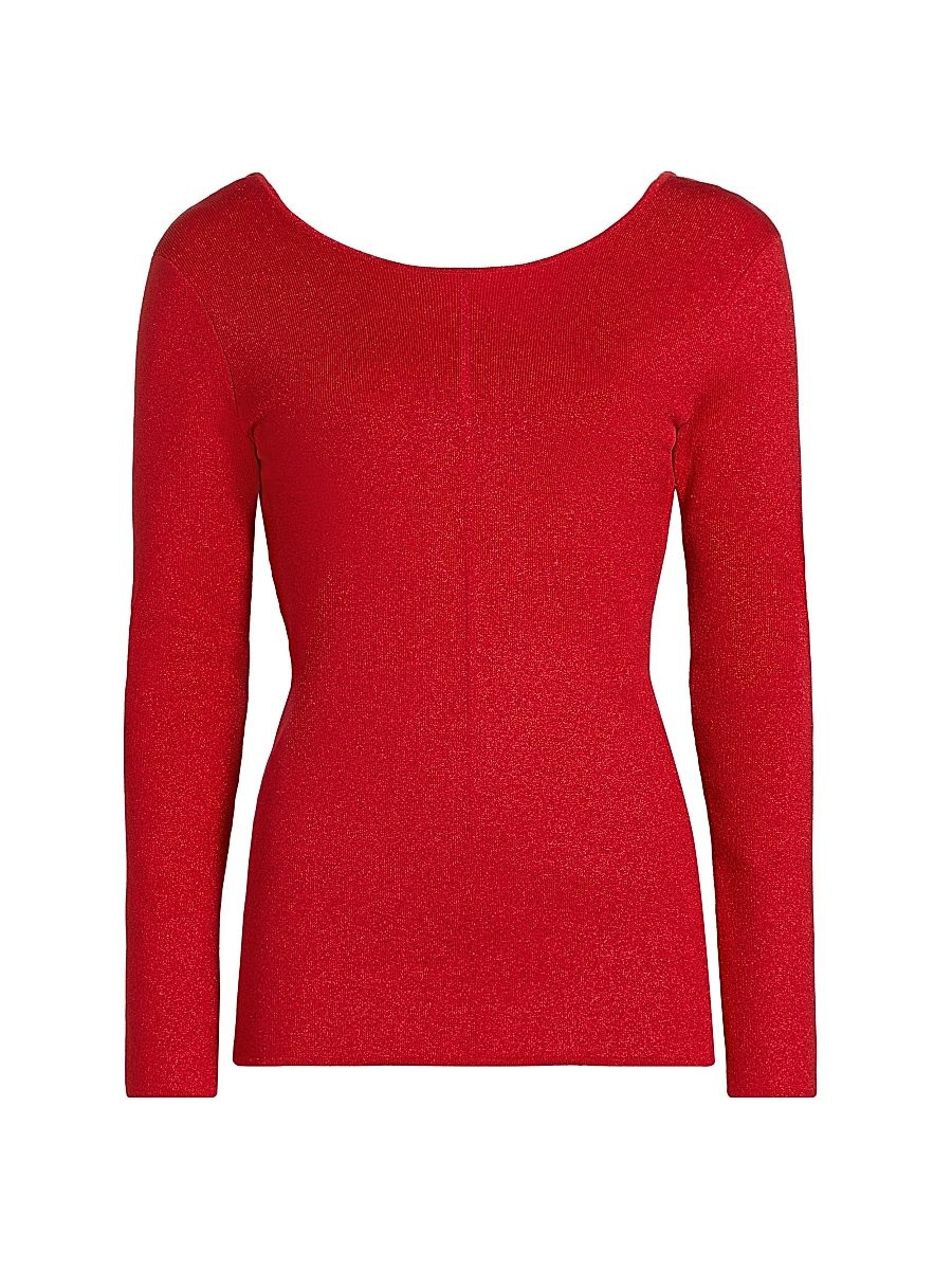 Women's Heritage The Gia Drape Back Lurex Top - Ruby Red Lurex - Size XL