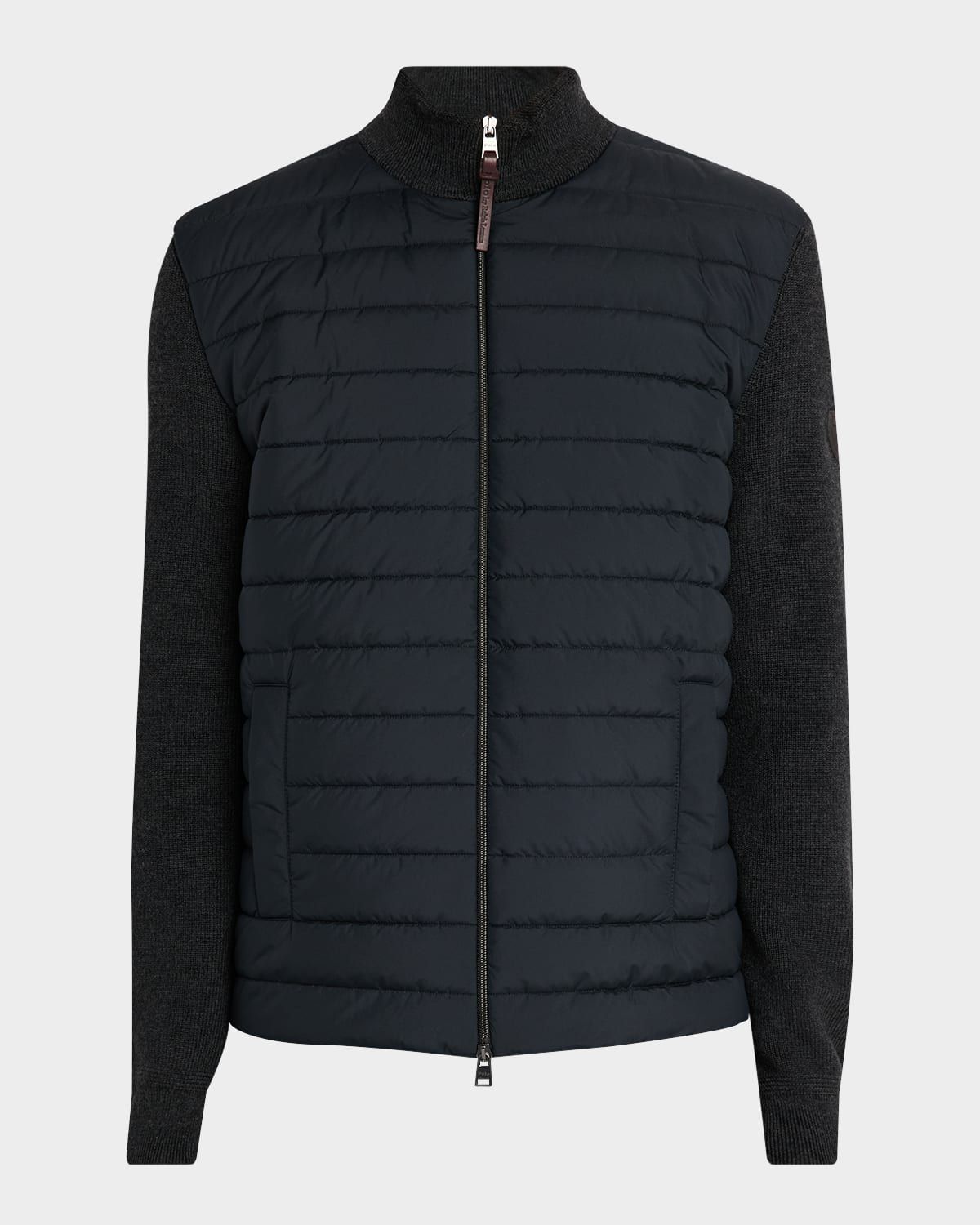 Men & apos;s Washable Wool Knit Hybrid Full-Zip Sweater