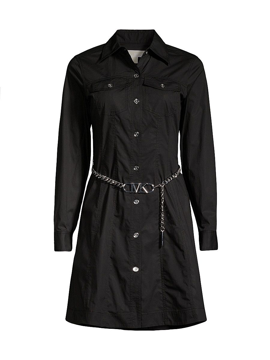 Women's Poplin Belted Utility Minidress - Black - Size 0