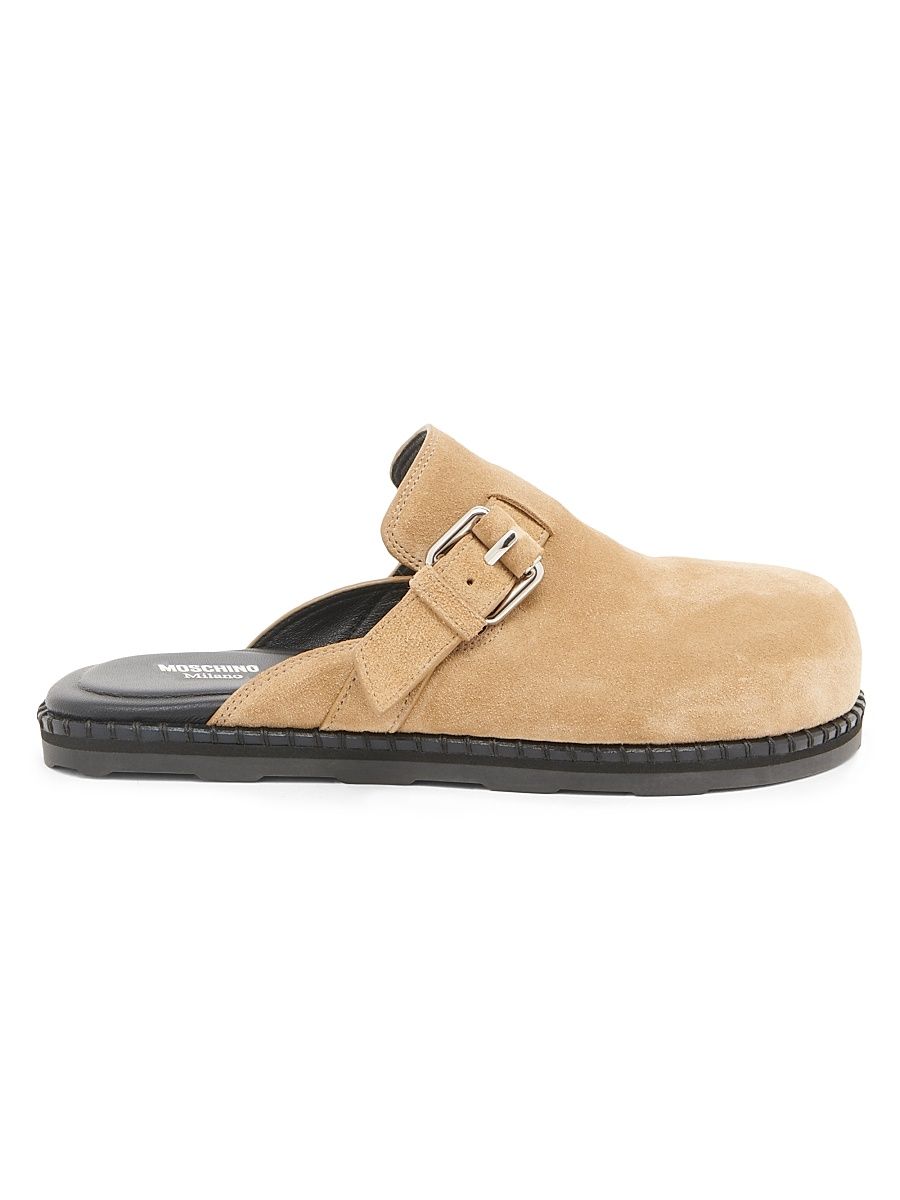 Women's Sporty Suede Mules - Beige - Size 11