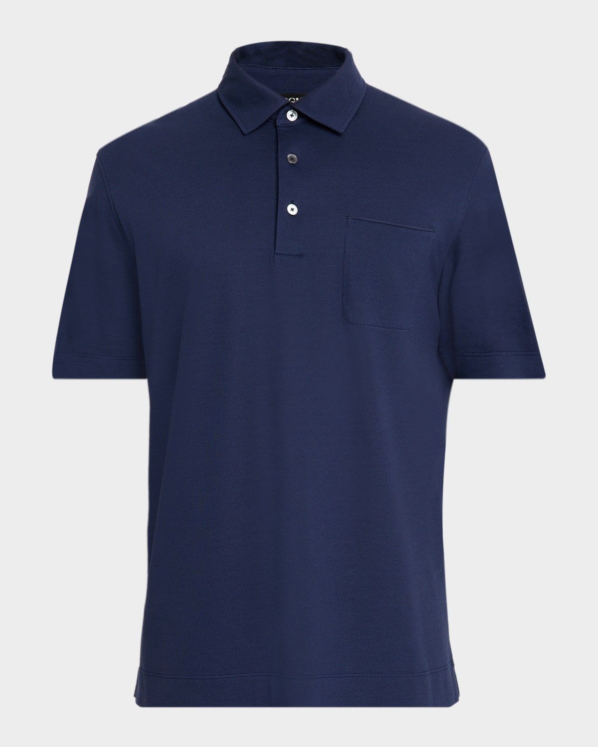 Men & apos;s Pique Polo Shirt with Leather-Trim Pocket
