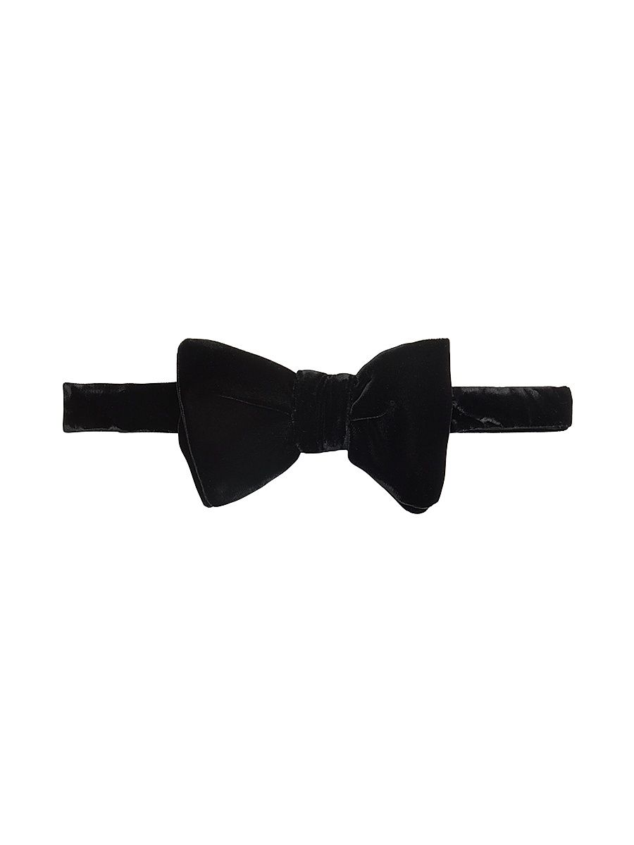 Men's Pre-Tied Velvet Bow Tie - Black