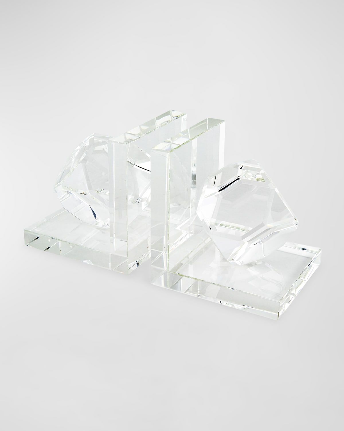 Clear Crystal Bookend Pair