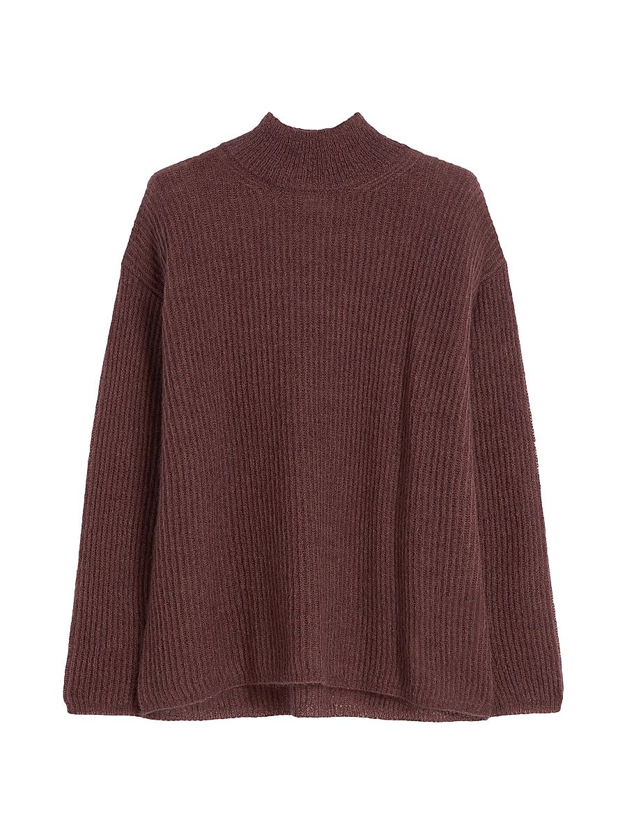 Women's Mohair High Neck Sweater - Bordeaux - Size XL