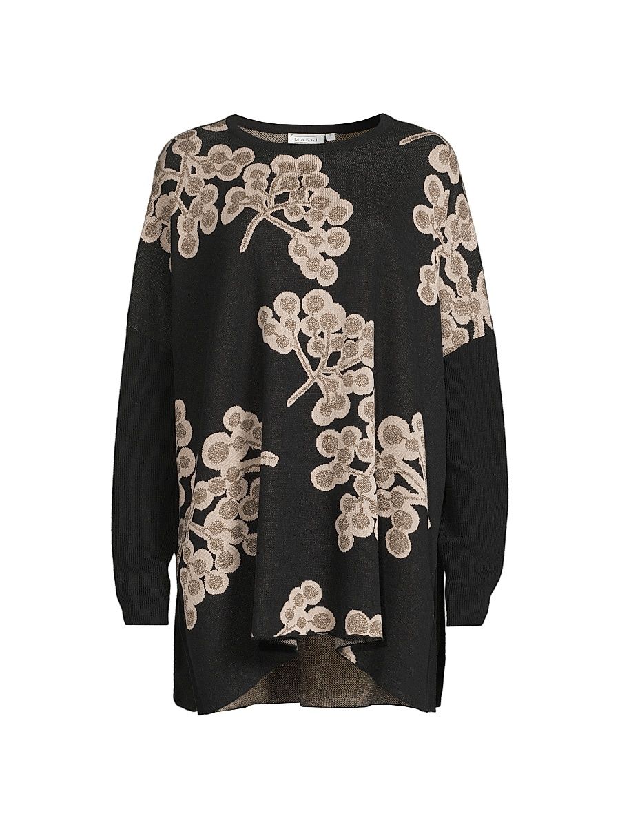 Women's Feluca Floral Cotton-Blend Sweater - Black - Size XL