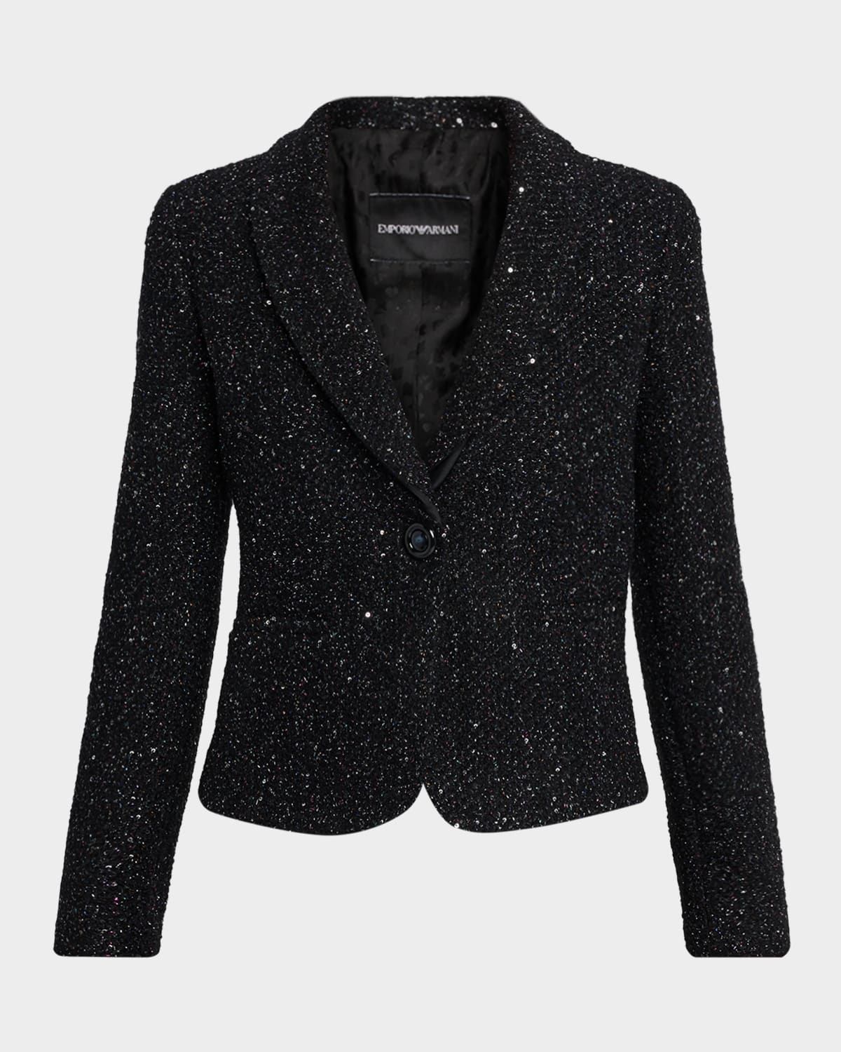 Sequined Lurex Bouclé Single-Breasted Jacket