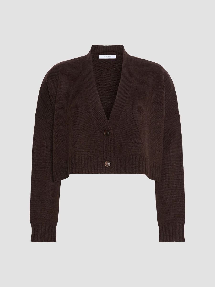 Max Mara Women's Wool and Cashmere Boxy Cardigan - Dark Brown - Size XS