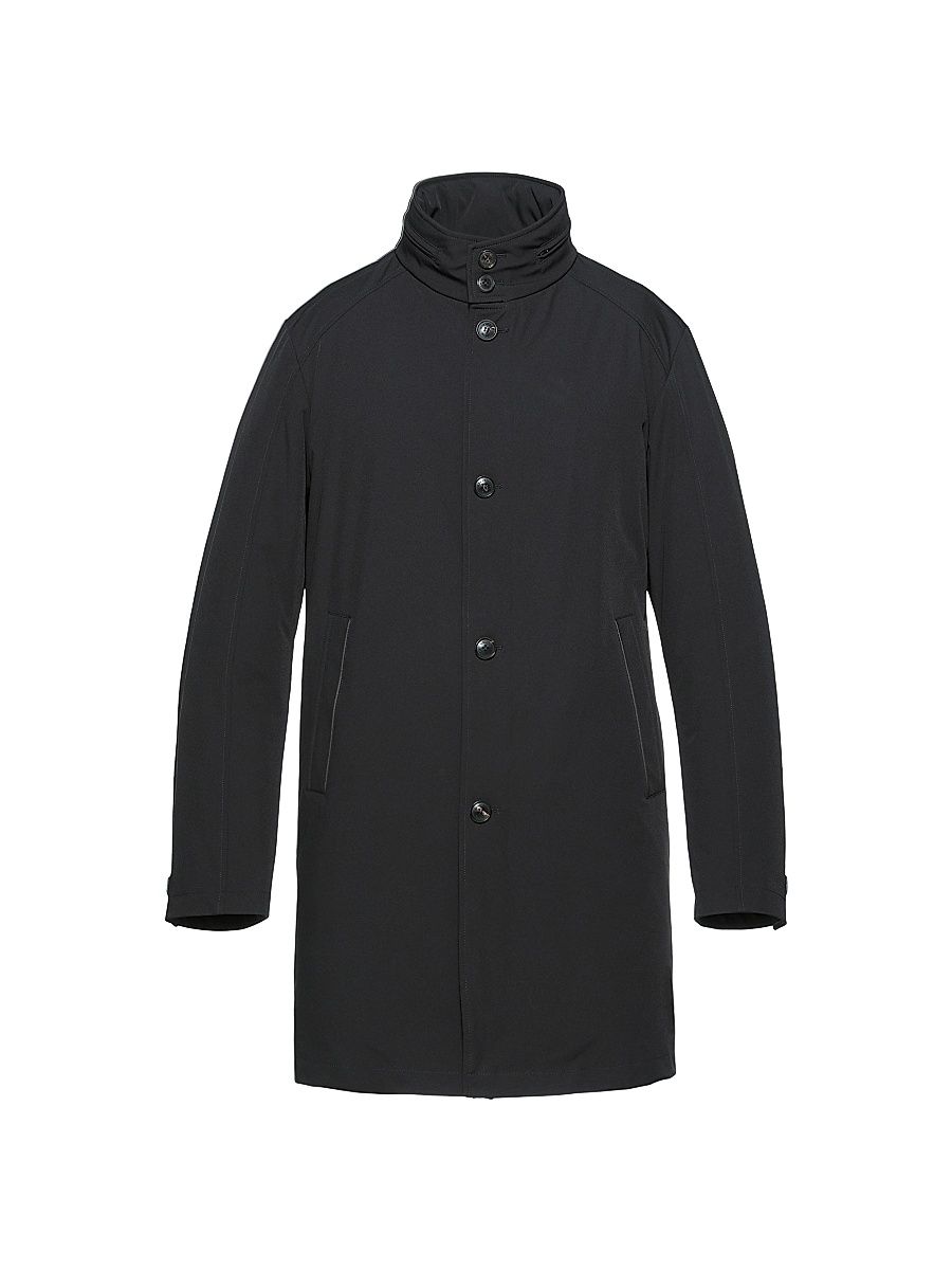 Men's Slim-Fit Longline Trench Coat - Black - Size XL