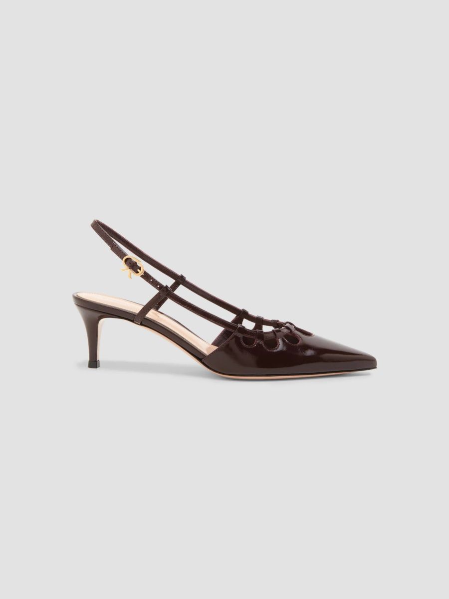Gianvito Rossi Women's Nuit 55MM Leather Slingback Pumps - Bourgogne - Size 6.5