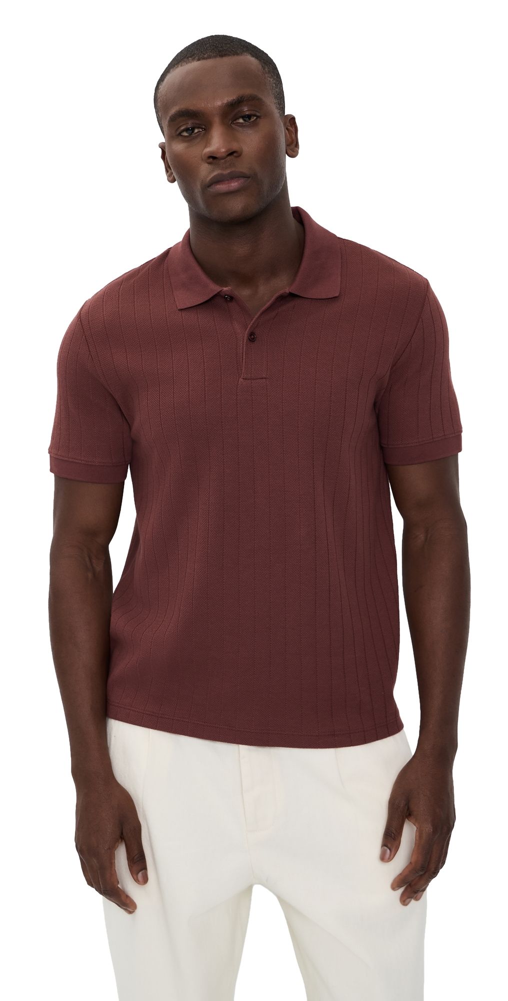 Vince Drop Needle Stripe Polo Deep Satin XXL