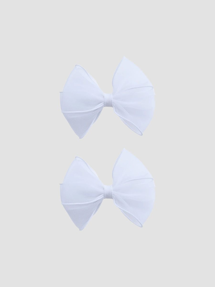 Tulleen Girl's Girl's Whisper Bow Hair Clip Set - White