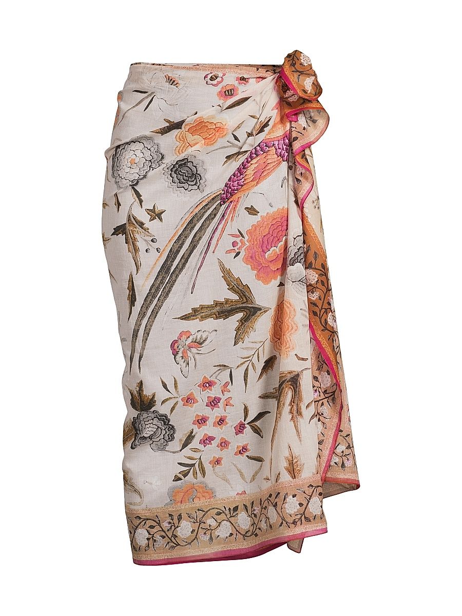 Women's Jessie Floral Cotton Pareo - Natural Multi