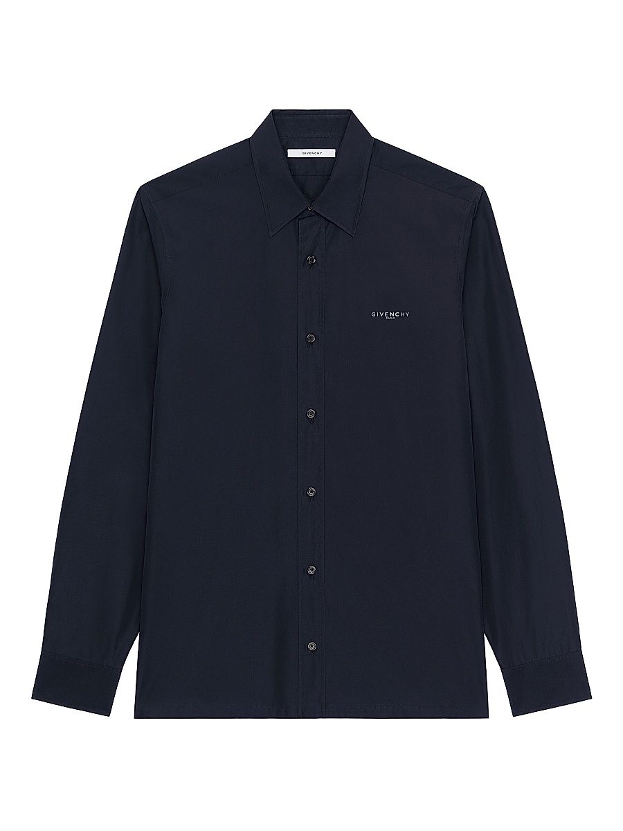 Givenchy Men's Shirt in Poplin with Cut-Thread - Night Blue - Size 17.5