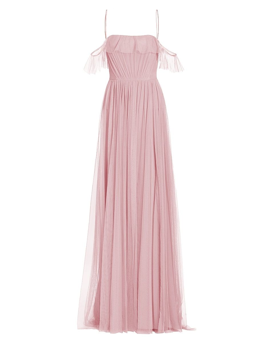 Women's Miriam Pleated Tulle Gown - Pale Pink - Size 14