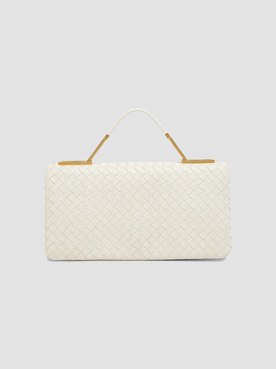 Women's The 70 Intrecciato Leather Clutch - Alabaster Brass