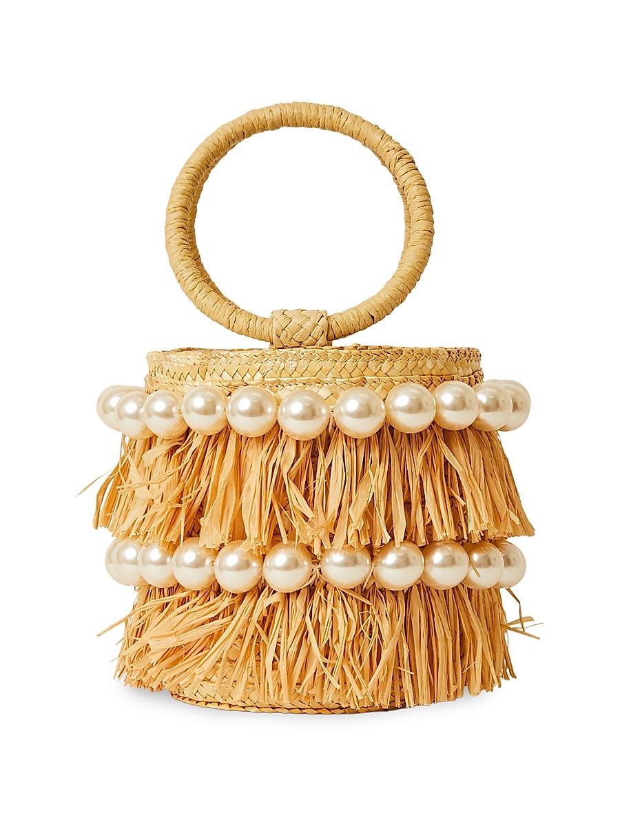 Women's Liv Straw Bucket Bag - Pearl