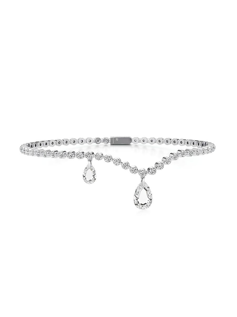 Women's Tear 18K White Gold & 2.90 TCW Diamond Curve Bracelet - White Gold