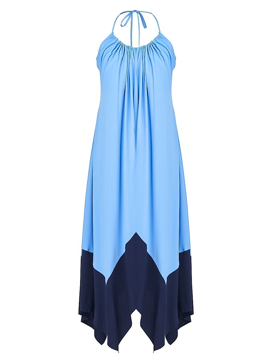 Women's Karley Handkerchief Halter Dress - Medium Blue - Size 14