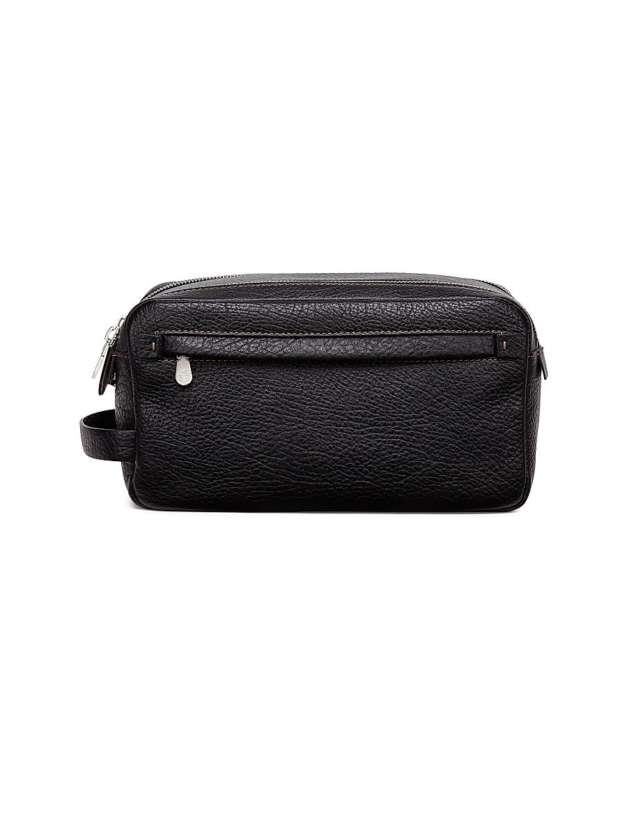 Grained Calfskin Beauty Case with Double Zipper - Black