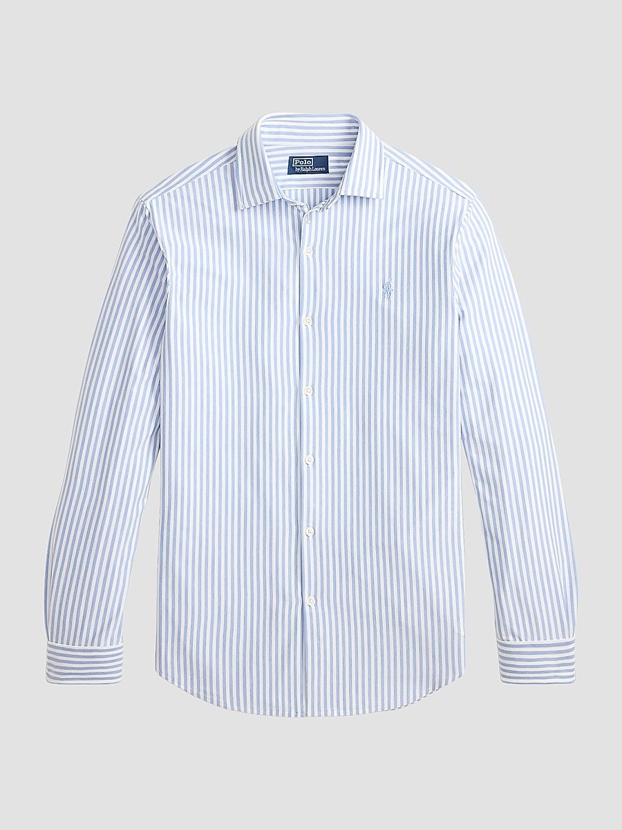 Men's Classic-Fit Seersucker Oxford Shirt - Medium Blue White - Size Large