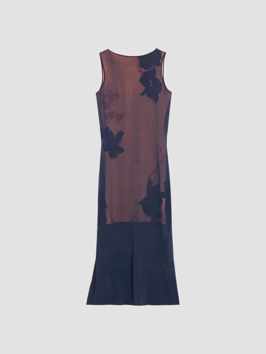 Jason Wu Collection Women's Floral Intarsia Cowlback Midi Dress - Deep Navy Apricot - Size XL