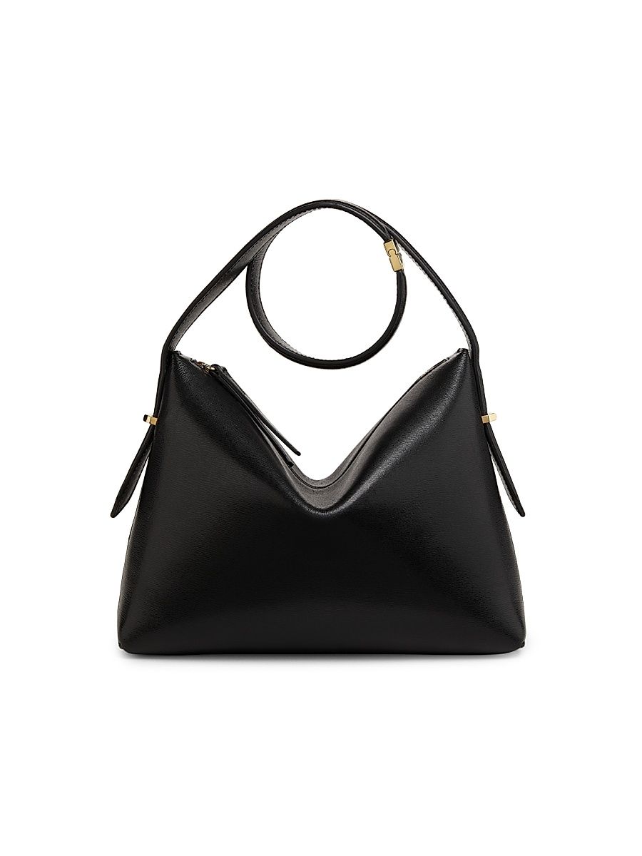 Women's Scoop Leather Wristlet - Black