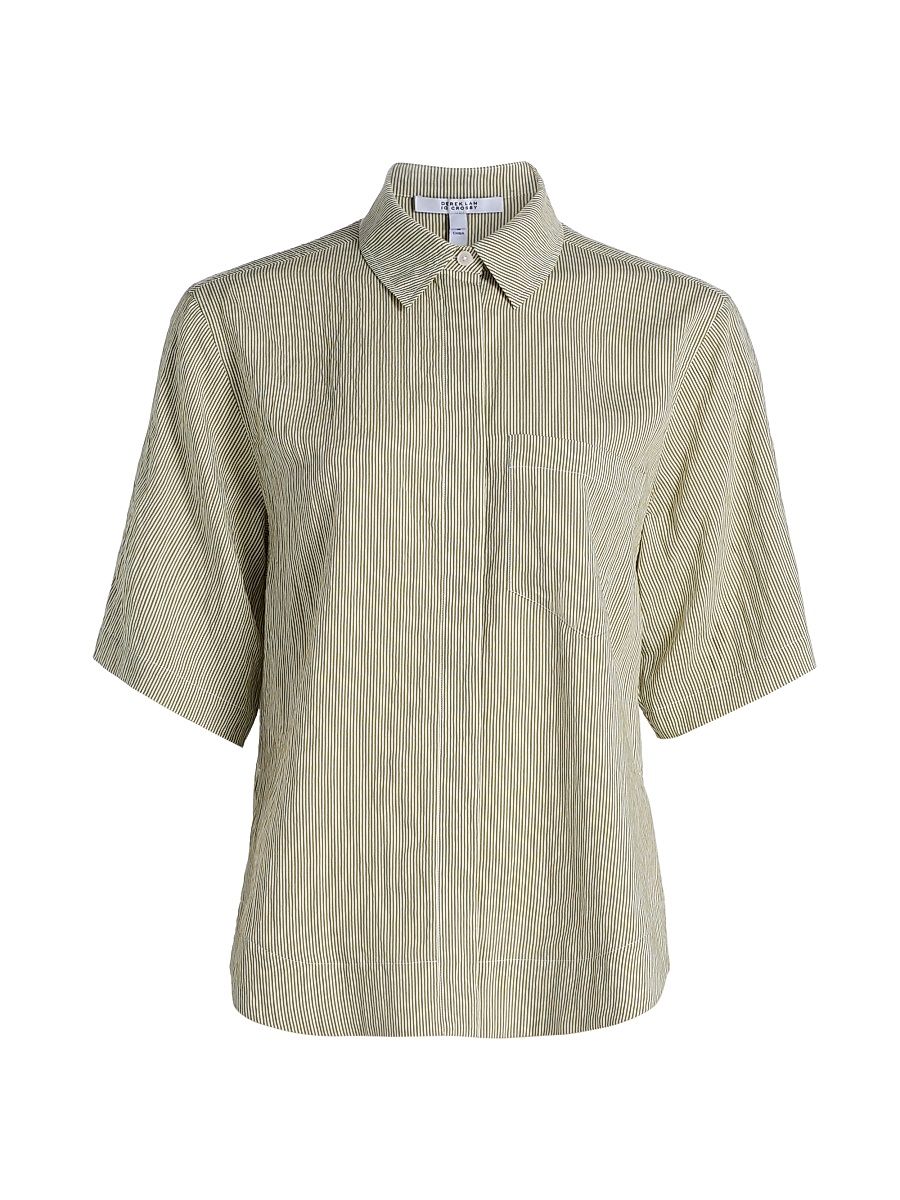 Women's Keaton Striped Split-Sleeve Shirt - Fatigue Stripe - Size XS