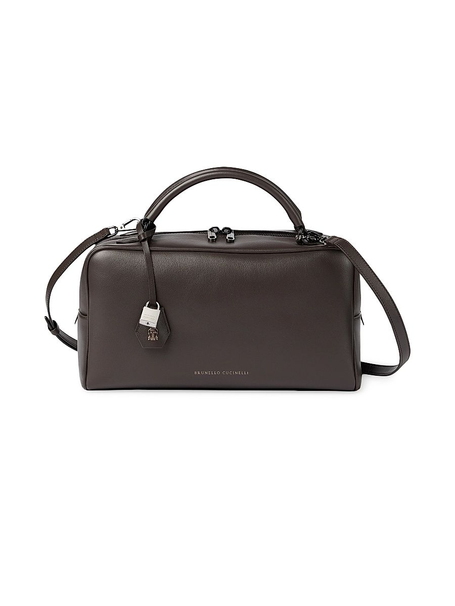 Women's Explorer Boston Top Handle Bag in Glossy Nappa Leather - Rust Brown