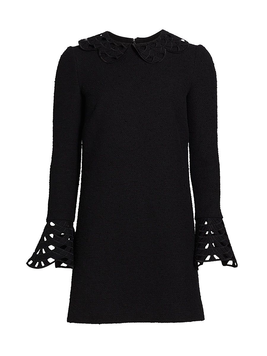 Women's Threadwork Cut-Out Tweed Dress - Black - Size 8