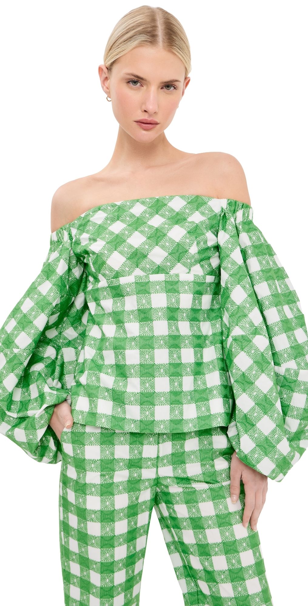 Rosie Assoulin Empire Balloon Top Grass Green XS