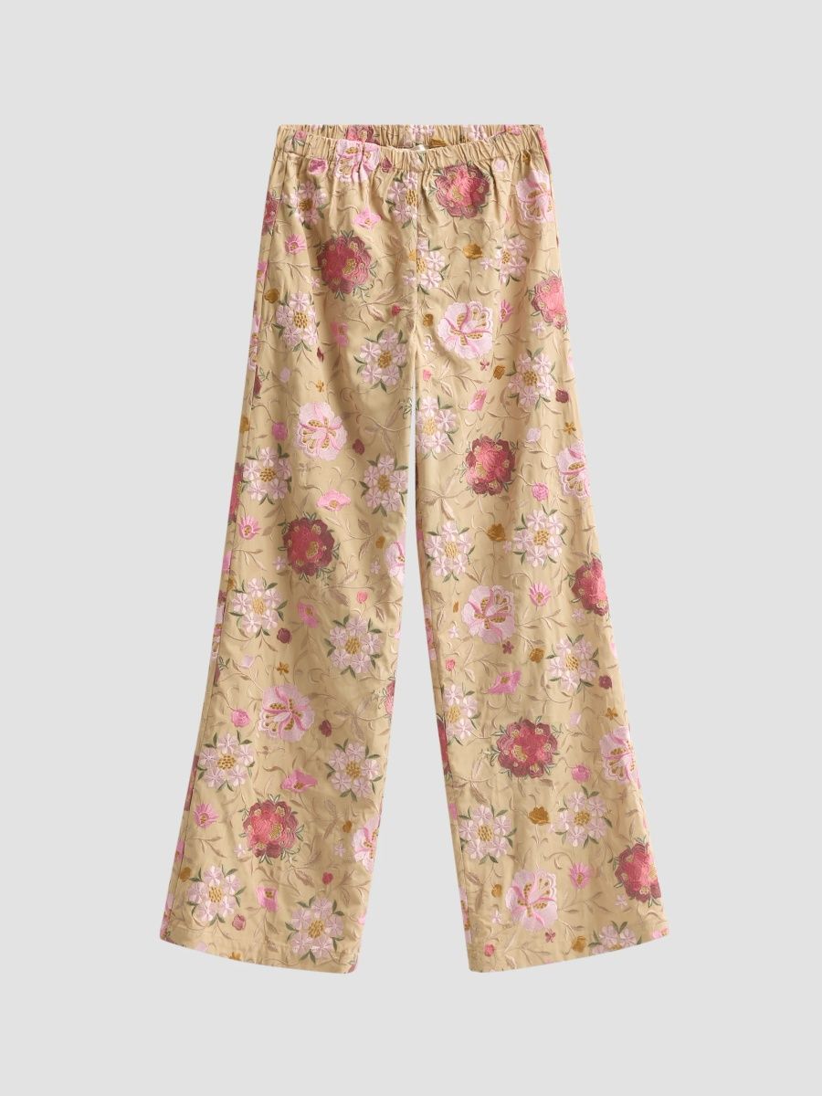 LoveShackFancy Women's Janae Floral Embroidered Pants - Honey Garden - Size XL