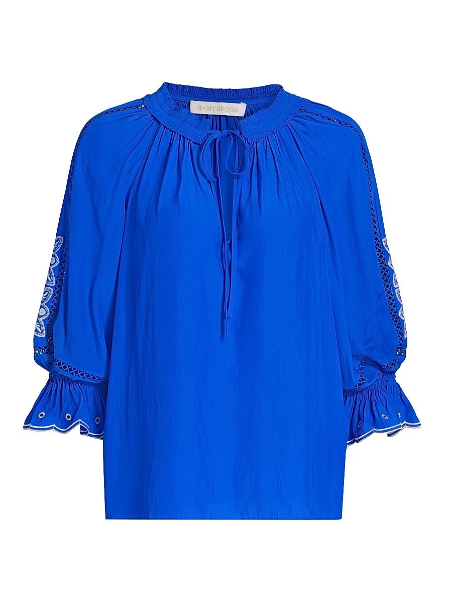 Women's Haven Embroidered Top - Capri Blue - Size XS