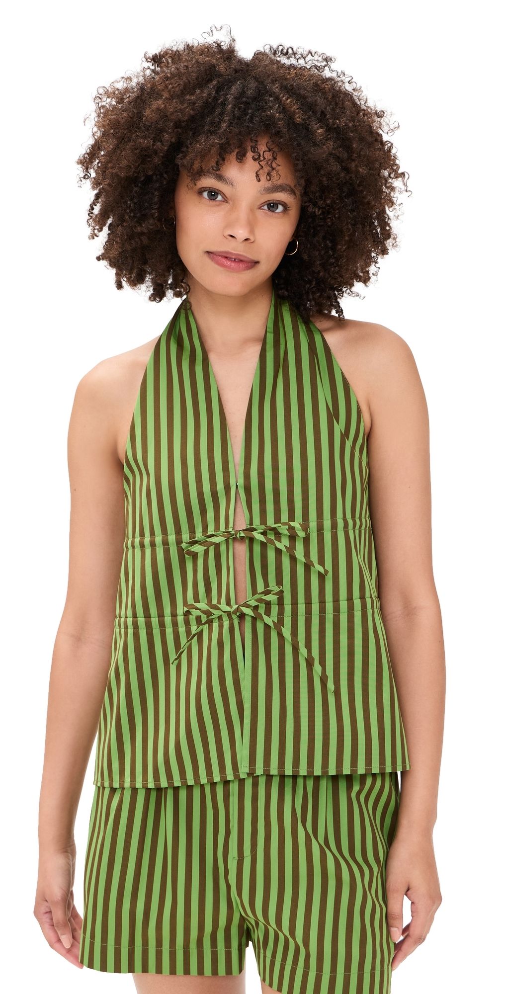 HEVRON Amira Stripe Top Green Stripe L