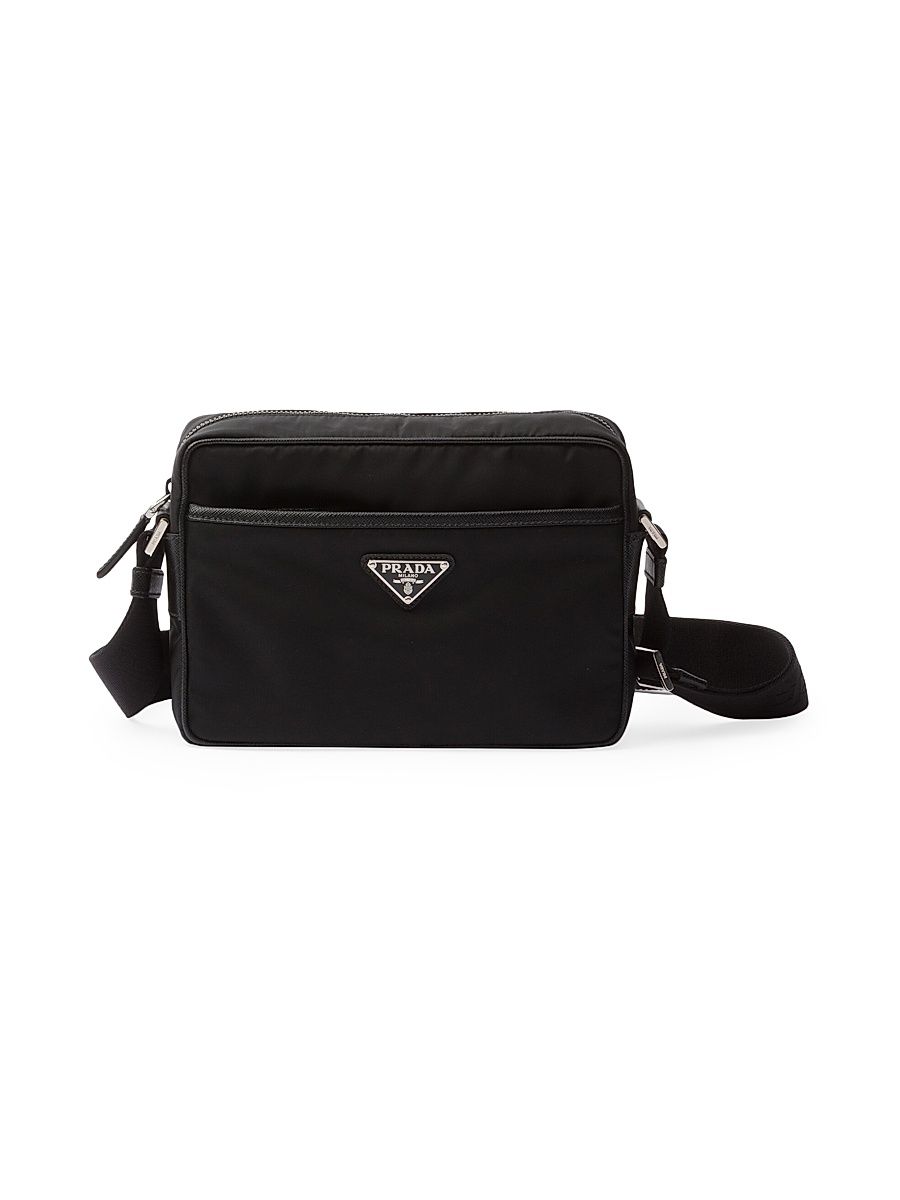 Men's Re-Nylon and Saffiano Shoulder Bag - Black