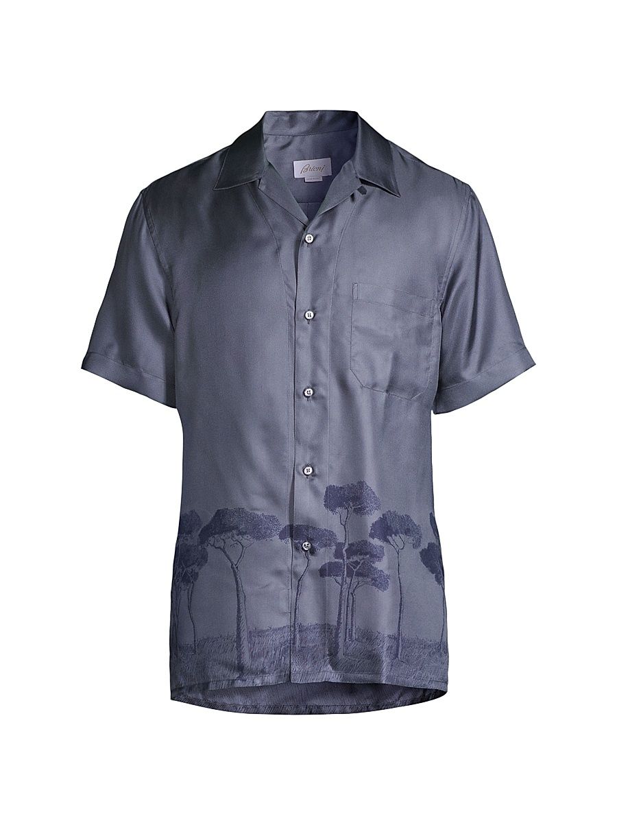 Men's Roman Trees Silk Sport Shirt - Grey - Size XL