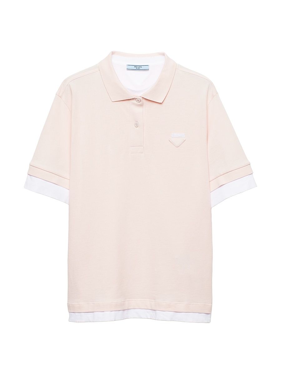 Women's Piqué and Jersey Polo Shirt - Beige - Size 6